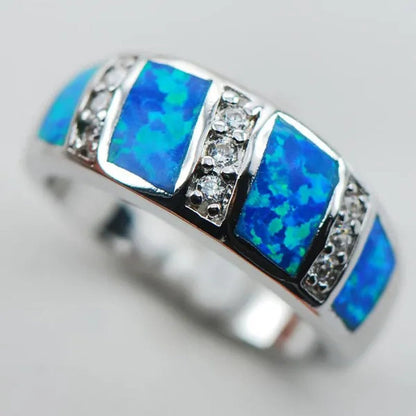 Blue Opal Sapphire 925 Sterling Silver Fashion Ring Size 6 7 8 9 10 R1308