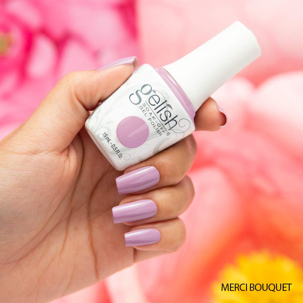 Gelish Merci Bouquet - Purple Gel Nail Polish Colors, Long-Lasting Soak off Polish, Vibrant Color, Professional Quality, High Shine, Chip-Resistant, 0.5 Oz.