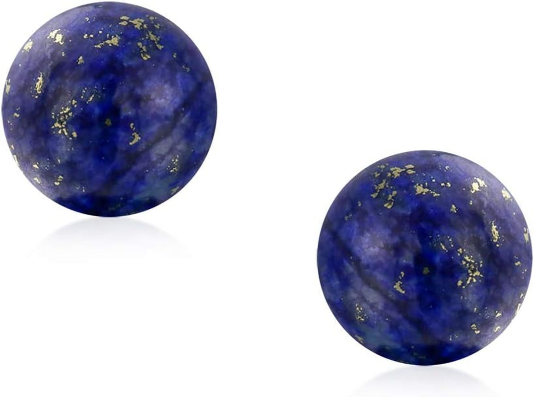 Classic Simple 6MM Circle Design Gemstone round Ball Stud Earrings for Women Teens .925 Sterling Silver with a Variety of Birthstone Options