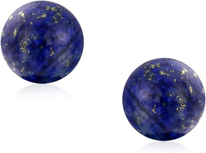 Classic Simple 6MM Circle Design Gemstone round Ball Stud Earrings for Women Teens .925 Sterling Silver with a Variety of Birthstone Options