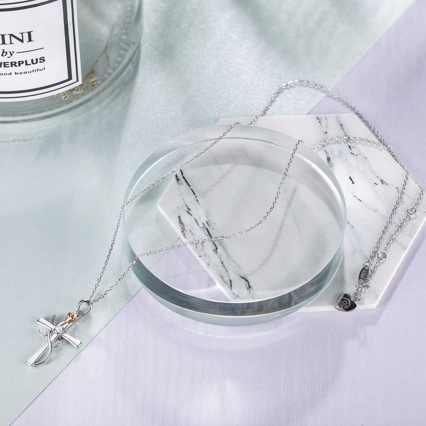 Cross Necklace for Women 925 Sterling Silver Birthstone Necklace for Womens Cross Pendant 5A Cubic Zirconia 12 Birth Months Birthday Gifts for Women Wife Her