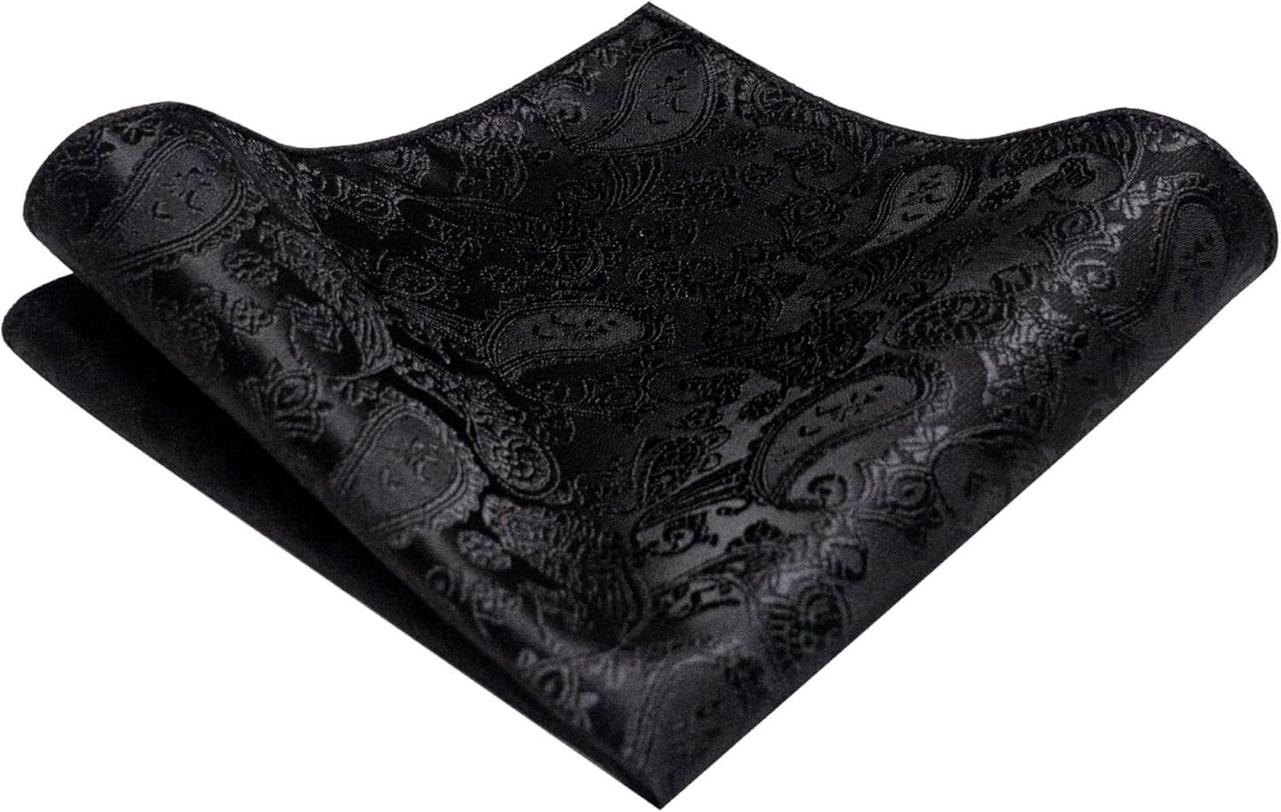Mens Solid Color Paisley Necktie and Pocket Square with Tie Clip Sets