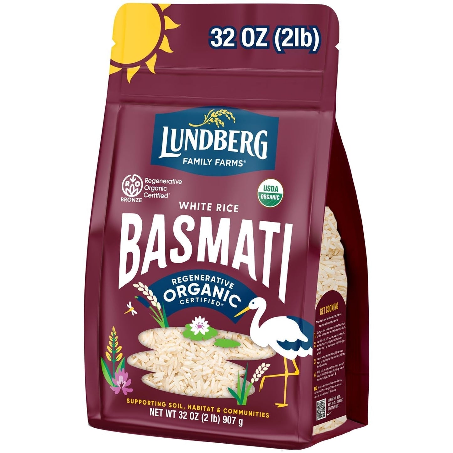 Regenerative Organic Certified (Roc) Long Grain White Basmati Rice – Non-Sticky, Fluffy Aromatic Organic Rice Grown in California, 32 Oz - WORLD TIME VISITS