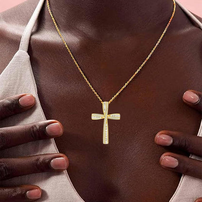 Cross Necklace for Women, 925 Sterling Silver 18K Gold Plated Cross Necklaces for Women, Cross Pendant with 5A Cubic Zirconia Diamond, Birthday Christmas Jewelry Gifts for Women Her Wife
