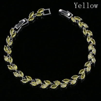 Trendy 2019 Cubic Zirconia Jewelry 925 Silver Leaf Charm CZ Crystal Female Bracelets Bangles for Women