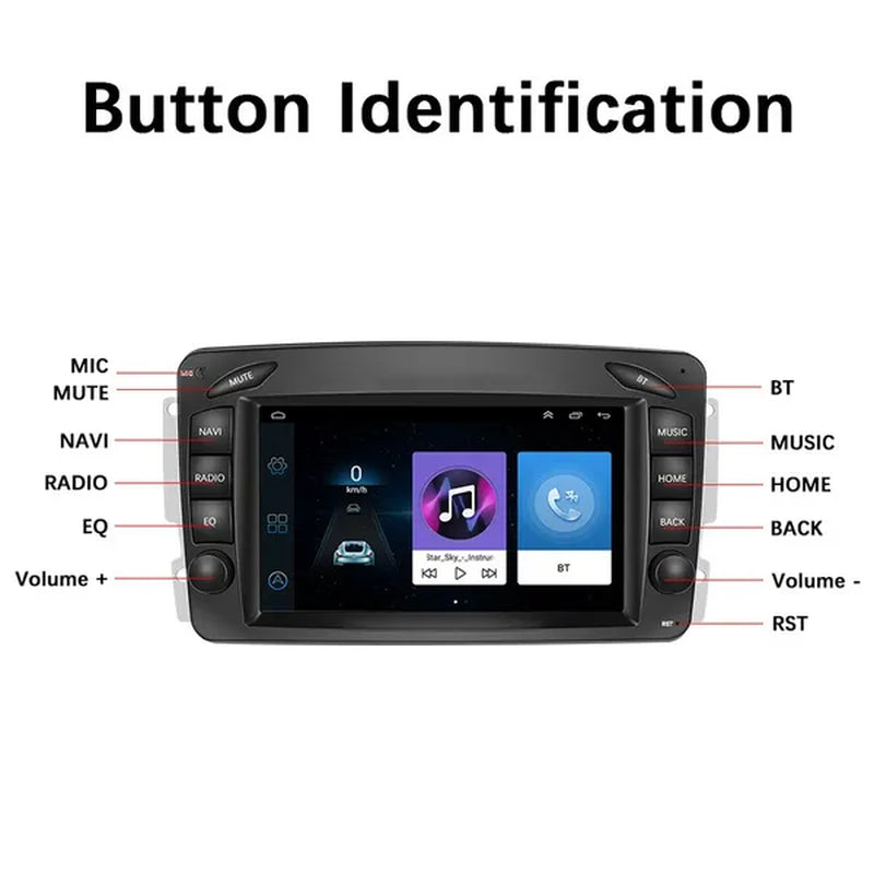 AMPRIME Android 11 GPS +Wifi+Fm/Rds +BT Car Radio Stereo 2 Din 7'' HD Touch Screen Car MP5 Player Autoradio for Para Mercedes-Benz/Clk/W209/E-W210/Clase C/W203/Slk/W170/Clk/C208/W208/M/Ml/W168/G/W463/Viano/W639/Vito/W639/