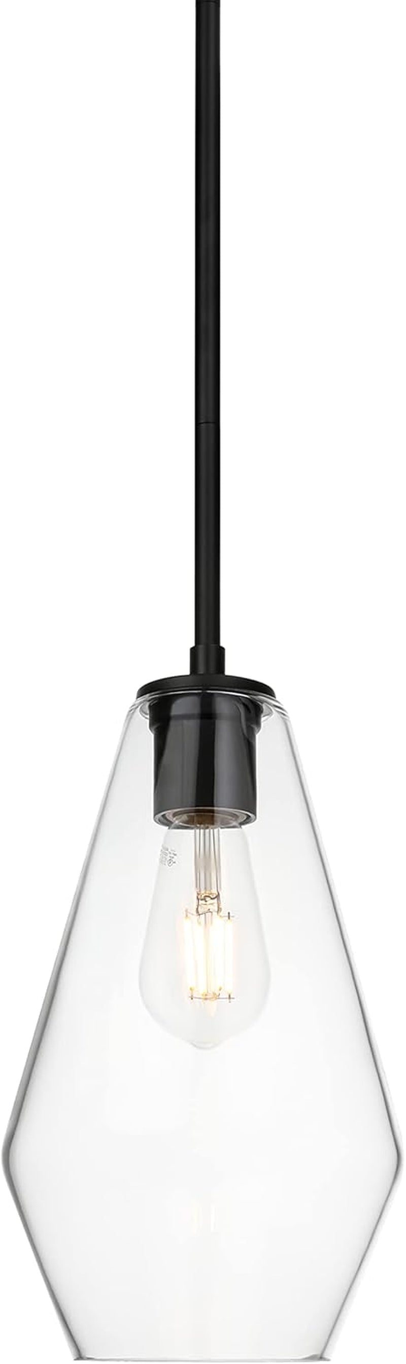 Glass Pendant Lighting, Modern 1 Light Kitchen Pendant Light Fixture Black Adjustable Pendant Lamp XB-P1228-MB