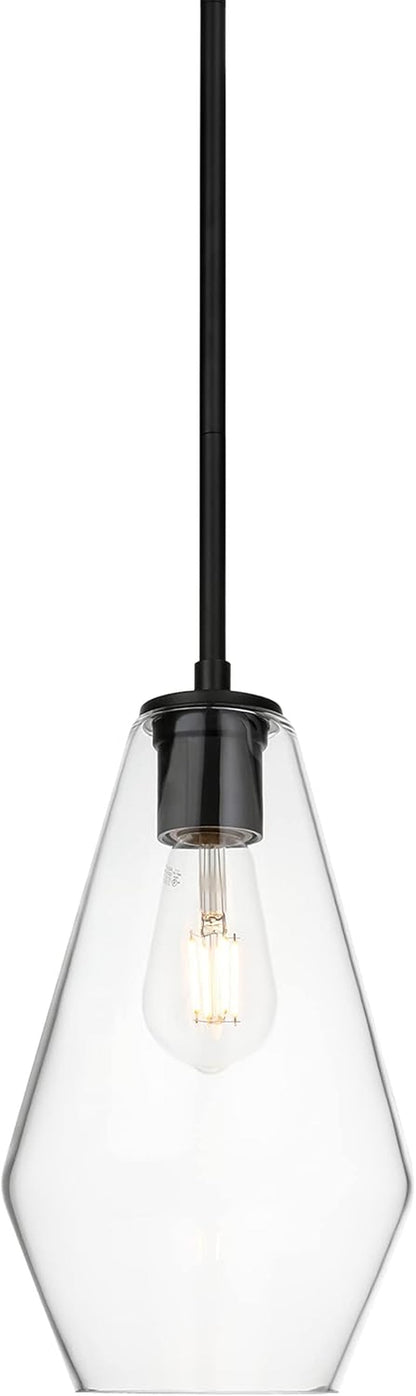 Glass Pendant Lighting, Modern 1 Light Kitchen Pendant Light Fixture Black Adjustable Pendant Lamp XB-P1228-MB