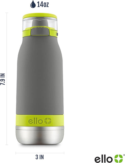 Emma 14Oz Vacuum Insulated Stainless Steel Kids Water Bottle with Straw and Built-In Carrying Handle and Leak-Proof Locking Lid for School Backpack, Lunchbox and Outdoor Sports
