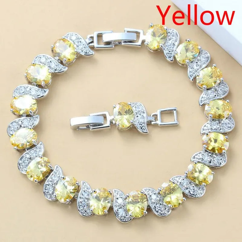 925 Silver Bracelet Multi-Color Zircon Bracelet Health Fashion Jewelry for Women 12 Colors Gemstone