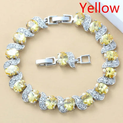 925 Silver Bracelet Multi-Color Zircon Bracelet Health Fashion Jewelry for Women 12 Colors Gemstone