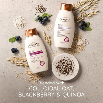 Aveeno Blackberry Quinoa Protein Blend Sulfate-Free Shampoo for Color-Treated Hair Protection, Daily Strengthening & Moisturizing Shampoo, Paraben & Dye-Free, 12 Fl Oz (Packaging May Vary)