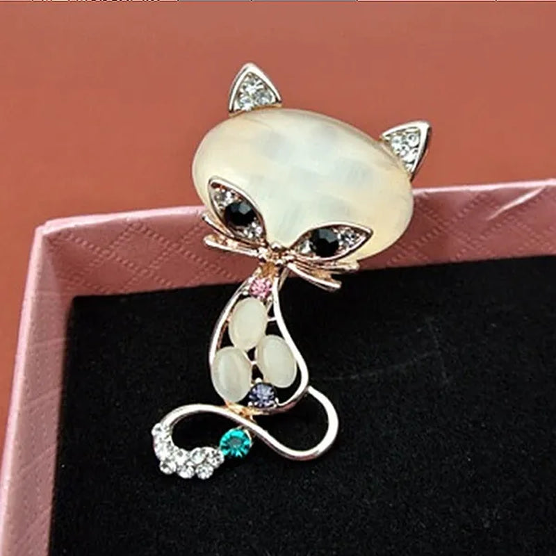 New Fashion Hot Sale Gold Color Filled Multicolor Opal Stone Fox Brooches Women's Fashion Cute Animal Crystal Pin Brooch Jewelry - WORLD TIME VISITS