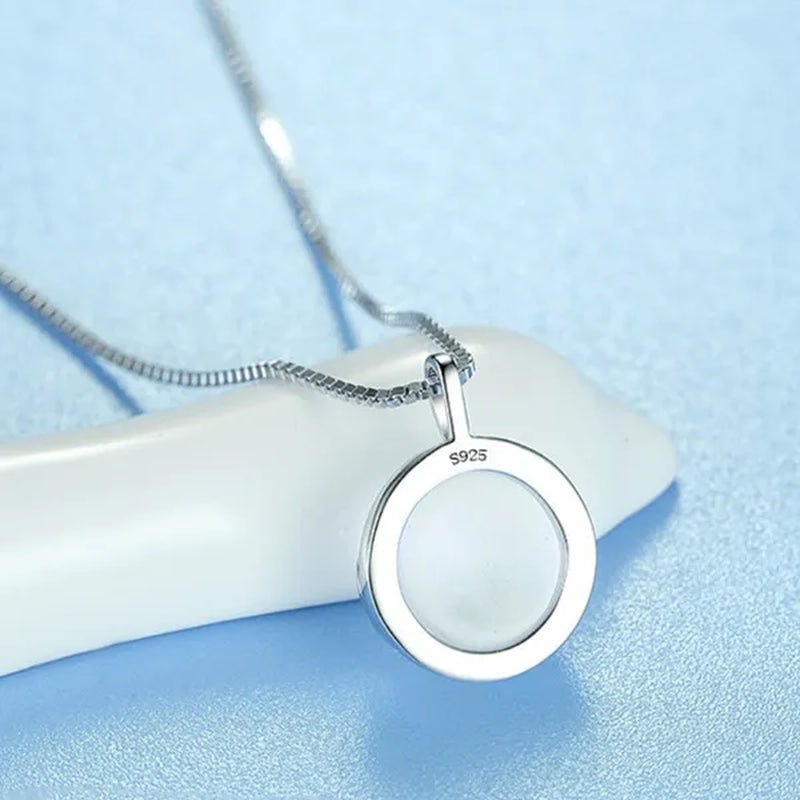 Fine Silver Color Antlers Shape Bezel Setting round Cut Moonstone Pendant Necklace for Women Romantic Wedding Jewelry Gift