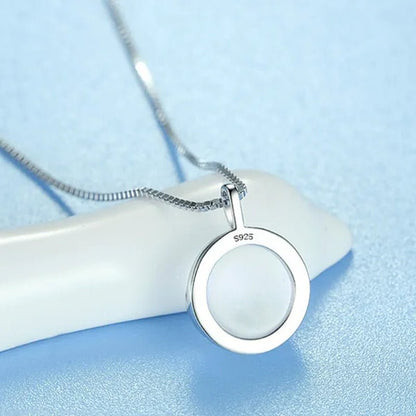 Fine Silver Color Antlers Shape Bezel Setting round Cut Moonstone Pendant Necklace for Women Romantic Wedding Jewelry Gift