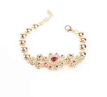 Fine Wedding Accessories African Beads Jewelry Sets Ruby Colorful Crystal Gold Plated Bridal Necklace Set