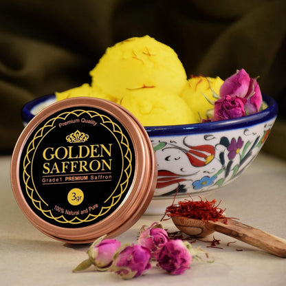 , Finest Pure Premium All Red Saffron Threads, Grade A+ Super Negin, Non - Gmo Verified. for Tea, Paella, Rice, Desserts, Golden Milk and Risotto (3 Grams) - WORLD TIME VISITS
