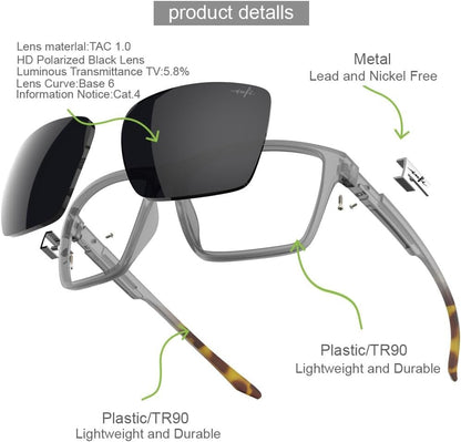 Fishing Polarized Sunglasses for Men Driving Running Golf Sports Glasses Square UV Protection Designer Style Unisex