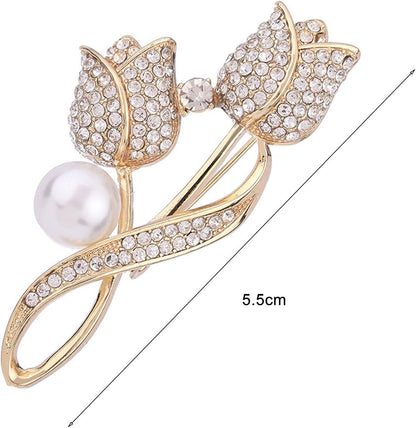 Flower Brooches Pins ，For Women Bouquets Costume Jewelry Gifts Golden