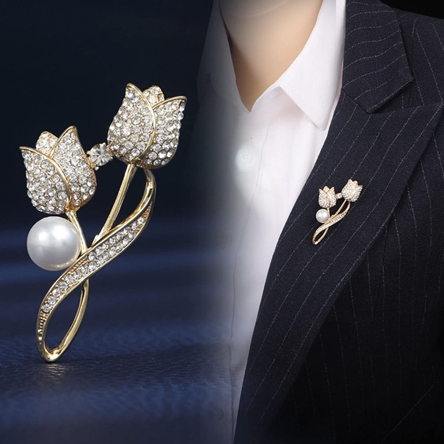 Flower Brooches Pins ，For Women Bouquets Costume Jewelry Gifts Golden