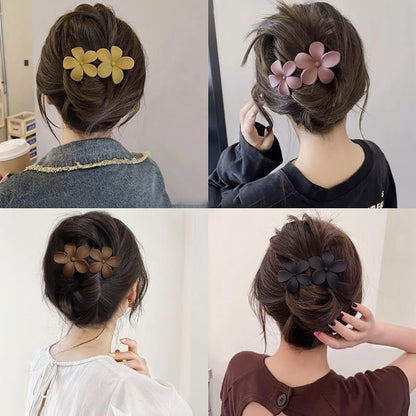 Flower Hair Clips, Matte French Barrettes, Black Floral Hairpins, Claw Clamps, Non-Slip, Elegant Accessories for Women, Girls, Wedding, Summer Party Decorations, 4Pcs