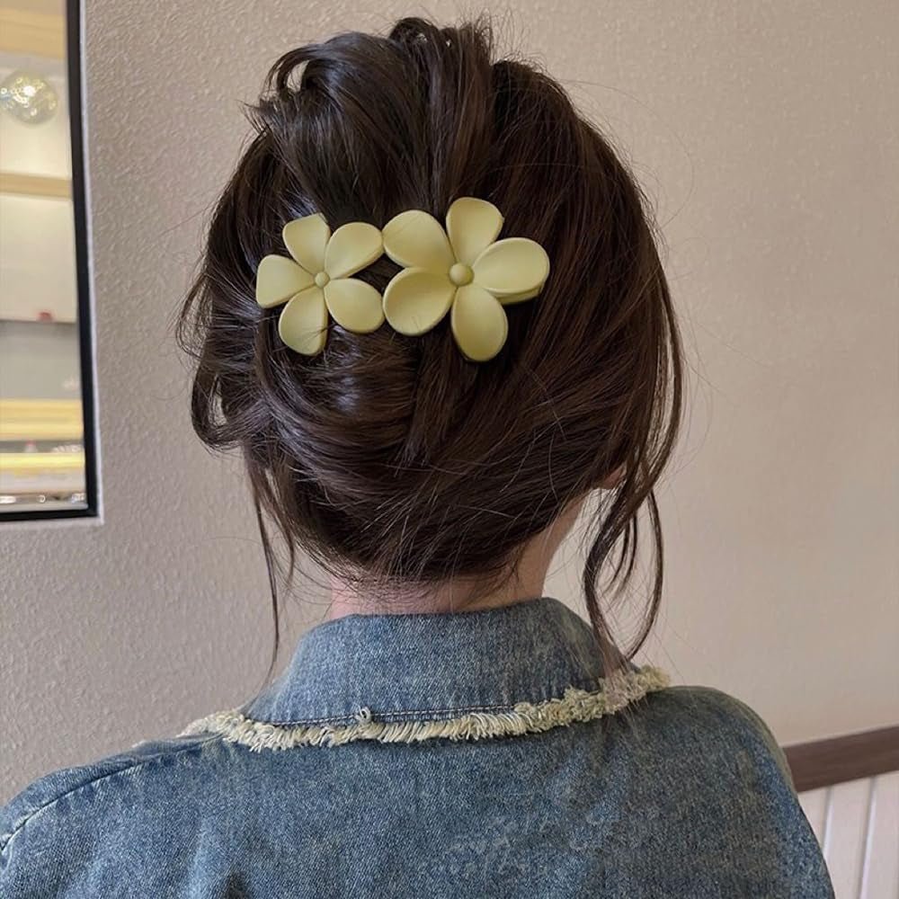 Flower Hair Clips, Matte French Barrettes, Black Floral Hairpins, Claw Clamps, Non-Slip, Elegant Accessories for Women, Girls, Wedding, Summer Party Decorations, 4Pcs