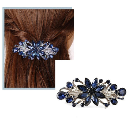 Flower Luxury Jewelry Design Hairpin Rhinestone Hair Barrette Clip,Also Perfect Mother'S Day Gifts for Mom(Dark Blue) - WORLD TIME VISITS
