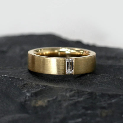 Flush Emerald Cut Lab Diamond (DEF/VS) Wedding Band 14K Gold