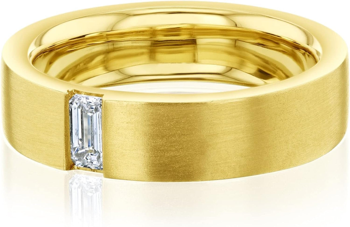 Flush Emerald Cut Lab Diamond (DEF/VS) Wedding Band 14K Gold