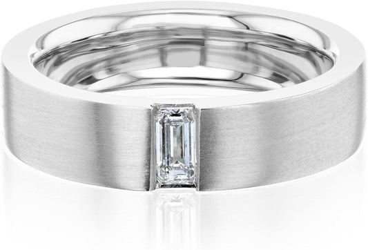 Flush Emerald Cut Lab Diamond (DEF/VS) Wedding Band 14K Gold - WORLD TIME VISITS