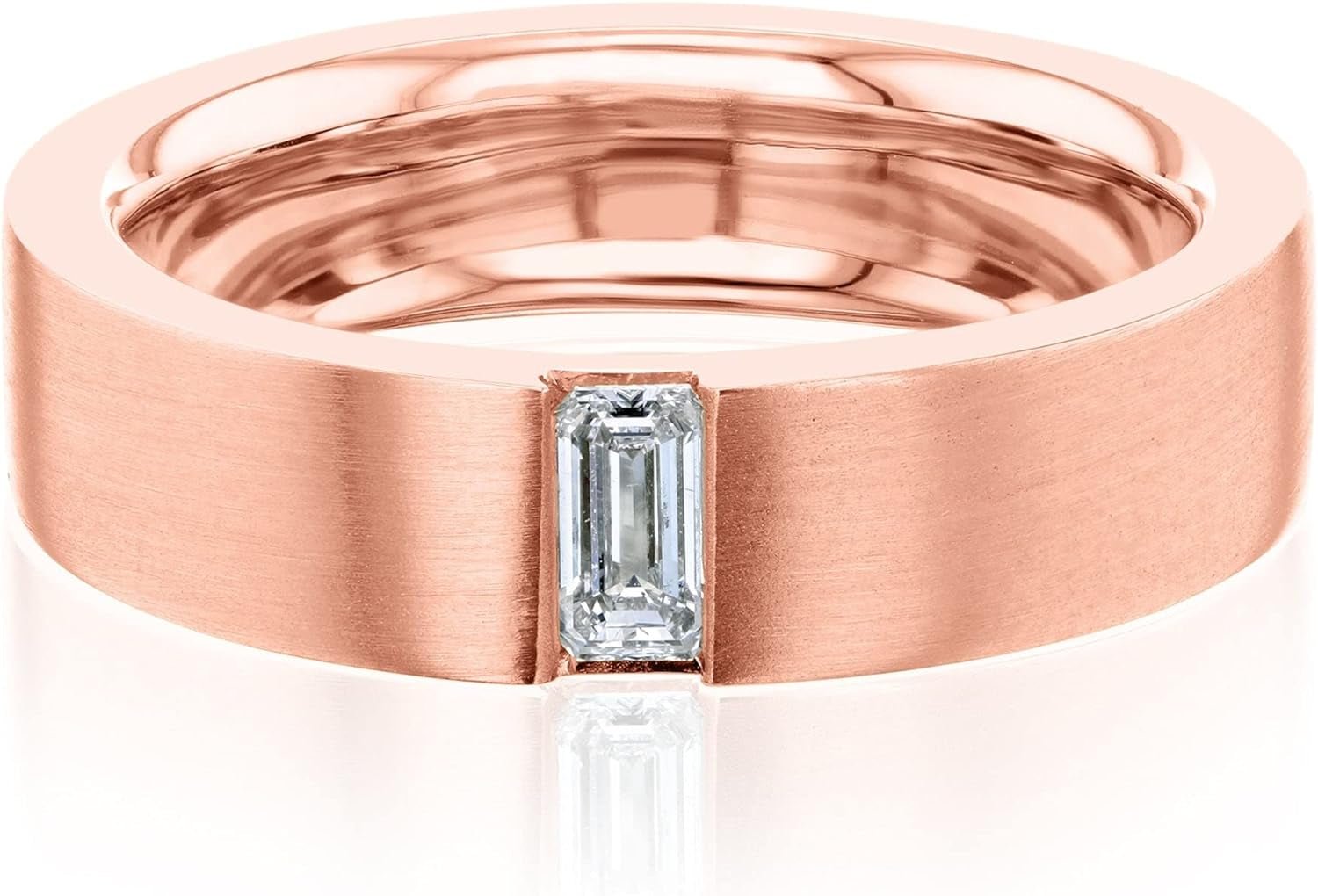 Flush Emerald Cut Lab Diamond (DEF/VS) Wedding Band 14K Gold - WORLD TIME VISITS