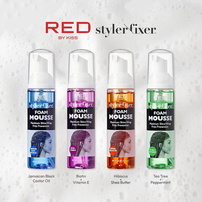 Foaming Mini Travel Size Mousse, Maximum Shine Wrap Mousse, Reduce & Prevent Frizz, Define Curls, Hold Styles, Nourishes Dry & Crips Hair (Hibiscus + Shea Butter)