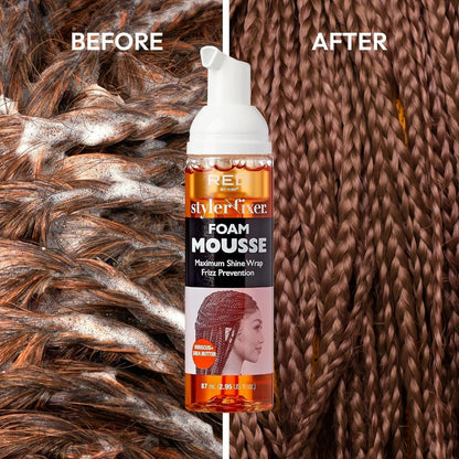 Foaming Mini Travel Size Mousse, Maximum Shine Wrap Mousse, Reduce & Prevent Frizz, Define Curls, Hold Styles, Nourishes Dry & Crips Hair (Hibiscus + Shea Butter)