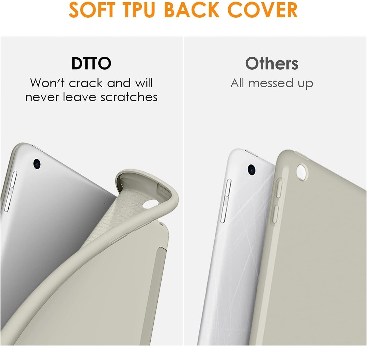 for Ipad 9Th/ 8Th/ 7Th Generation 10.2 Case, Lightweight Soft TPU Back for Ipad 10.2 Inch (2021/2020/2019) [Auto Wake/Sleep + Trifold Stand] - Silver