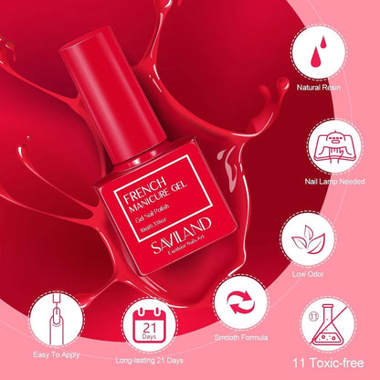 French Gel Nail Polish - 1PC 10ML Red Gel Polish U V LED Soak off Gel Quick French Manicure Gel Polish Nail Salon DIY Home for Starters Professionals