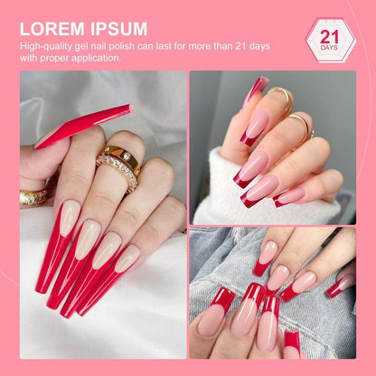 French Gel Nail Polish - 1PC 10ML Red Gel Polish U V LED Soak off Gel Quick French Manicure Gel Polish Nail Salon DIY Home for Starters Professionals
