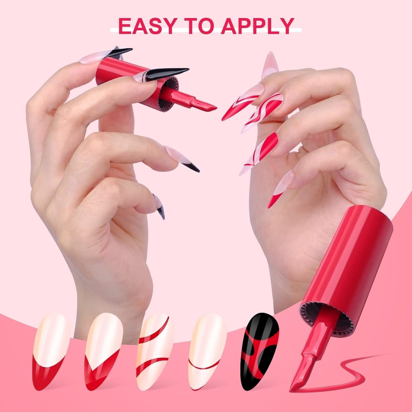 French Gel Nail Polish - 1PC 10ML Red Gel Polish U V LED Soak off Gel Quick French Manicure Gel Polish Nail Salon DIY Home for Starters Professionals