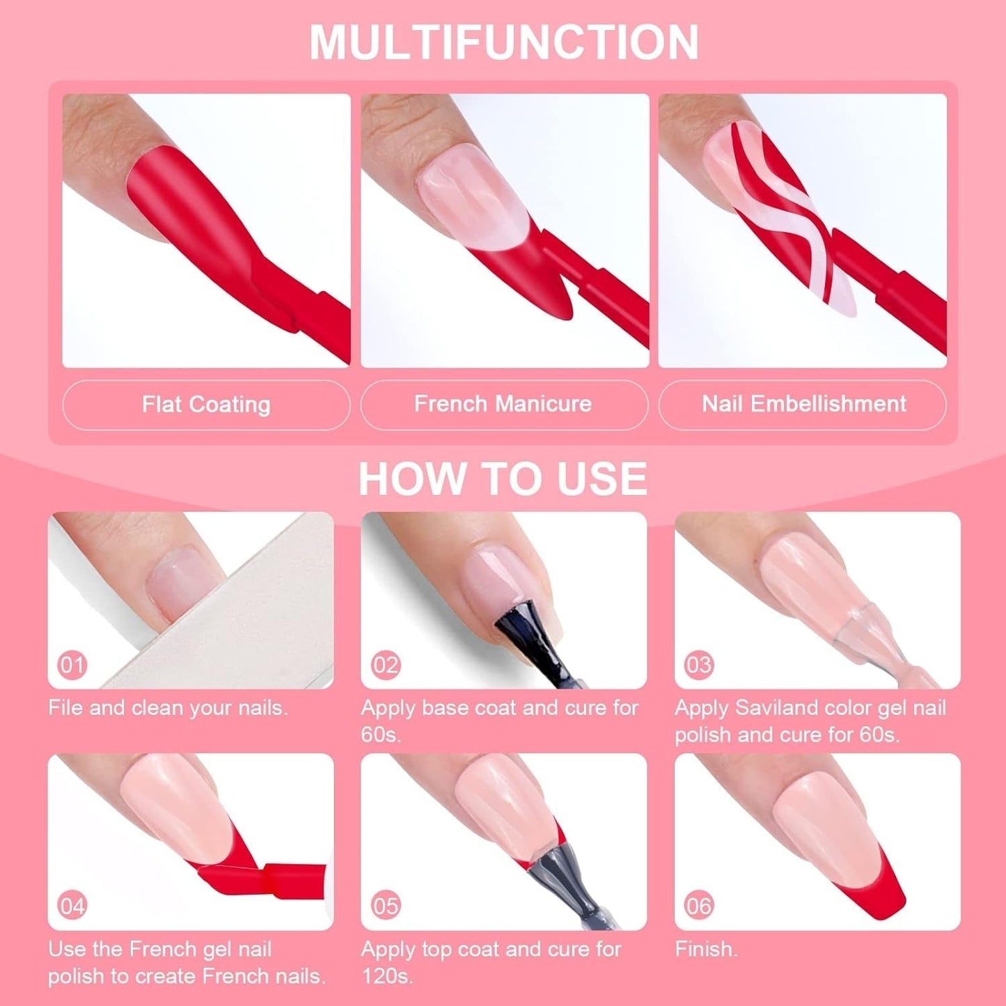 French Gel Nail Polish - 1PC 10ML Red Gel Polish U V LED Soak off Gel Quick French Manicure Gel Polish Nail Salon DIY Home for Starters Professionals