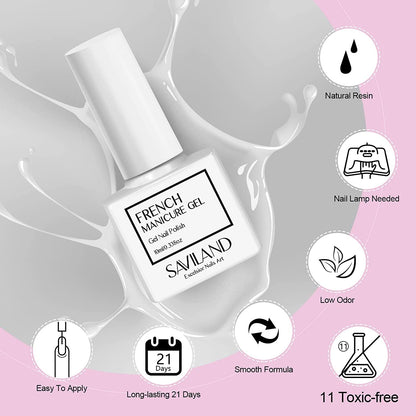 French Gel Nail Polish: 1PC 10ML White Gel Polish Easy French Smile Line in 5S French Tip Nail Tool French Nails U V LED Gel French Tip Nail Art Nail Supplies for Starter Professional Gift