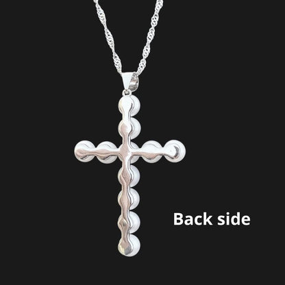 Freshwater Pearl Cross Necklace - Adjustable 20" Pearl Cross Pendant - Silver Christian Jewelry - Faith Jewelry Gift for Christmas, Wedding, Anniversary