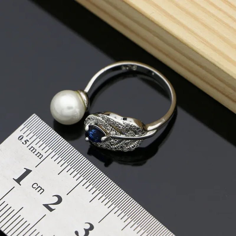 Freshwater Pearls Silver 925 Bridal Jewelry Sets Blue Sapphire Beads Women Wedding Earrings/Pendant/Necklace/Ring/Bracelet