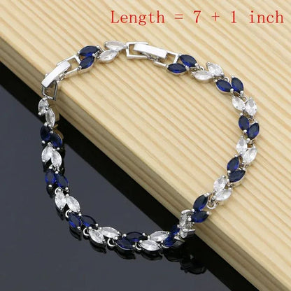 Freshwater Pearls Silver 925 Bridal Jewelry Sets Blue Sapphire Beads Women Wedding Earrings/Pendant/Necklace/Ring/Bracelet