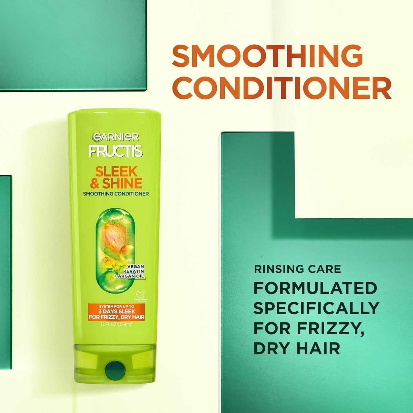 Fructis Sleek & Shine Conditioner, Frizzy, Dry, Unmanageable Hair, 21 Fl. Oz.(Packaging May Vary)