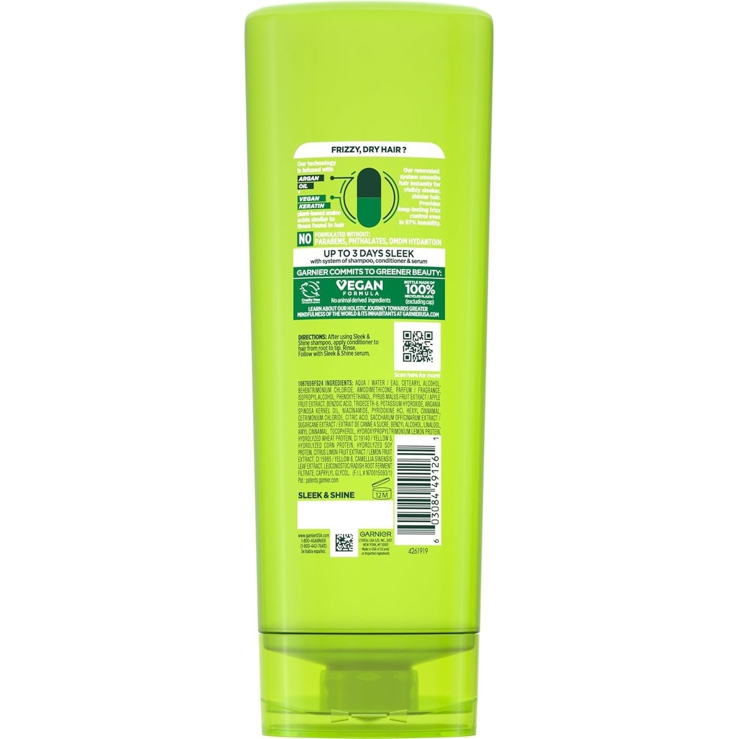 Fructis Sleek & Shine Conditioner, Frizzy, Dry, Unmanageable Hair, 21 Fl. Oz.(Packaging May Vary)