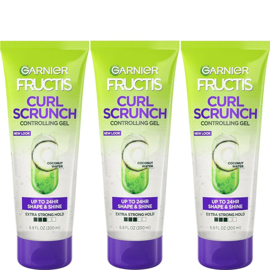 Fructis Style Curl Scrunch Controlling Gel for Shape & Shine, 6.8 Fl Oz, 3 Count (Packaging May Vary) - WORLD TIME VISITS