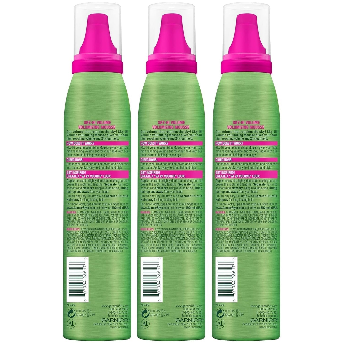 Fructis Style Sky - Hi Volume Mousse, Extreme Hold, 6.4 Oz, 3 Count (Packaging May Vary) - WORLD TIME VISITS