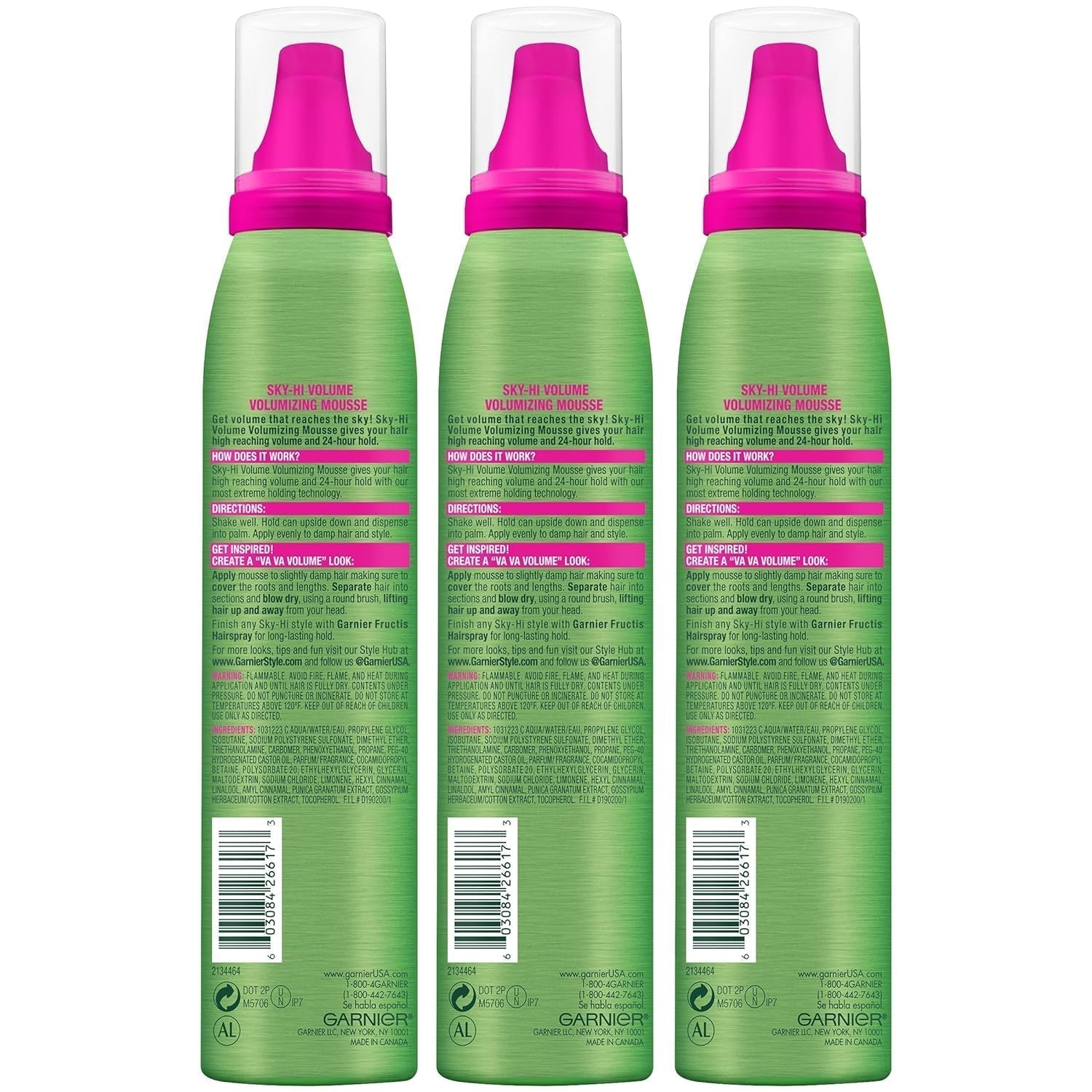 Fructis Style Sky - Hi Volume Mousse, Extreme Hold, 6.4 Oz, 3 Count (Packaging May Vary) - WORLD TIME VISITS