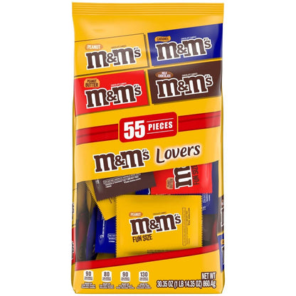 Fun Size Milk Chocolate, Peanut, Peanut Butter & Caramel Candy Variety Pack, 30.35 Oz/55 Ct Bulk Candy Bag - WORLD TIME VISITS