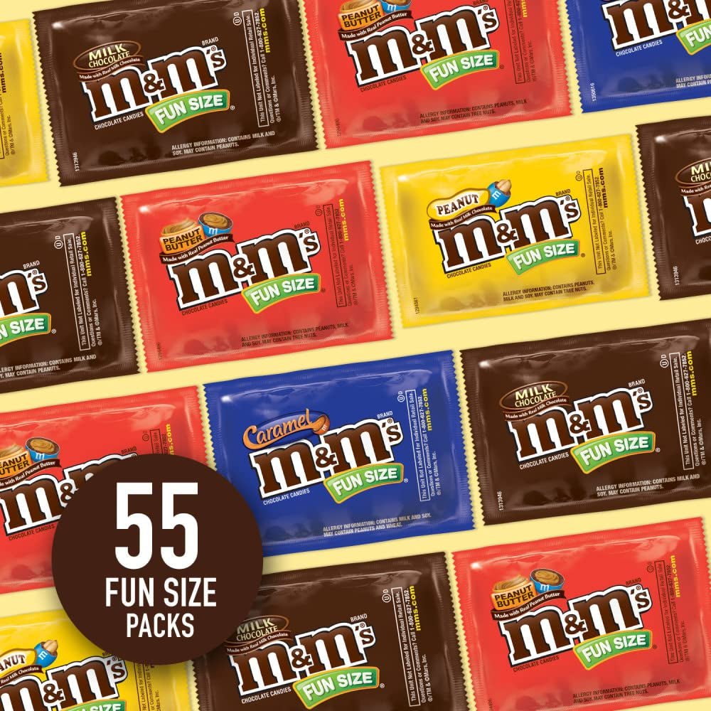 Fun Size Milk Chocolate, Peanut, Peanut Butter & Caramel Candy Variety Pack, 30.35 Oz/55 Ct Bulk Candy Bag - WORLD TIME VISITS