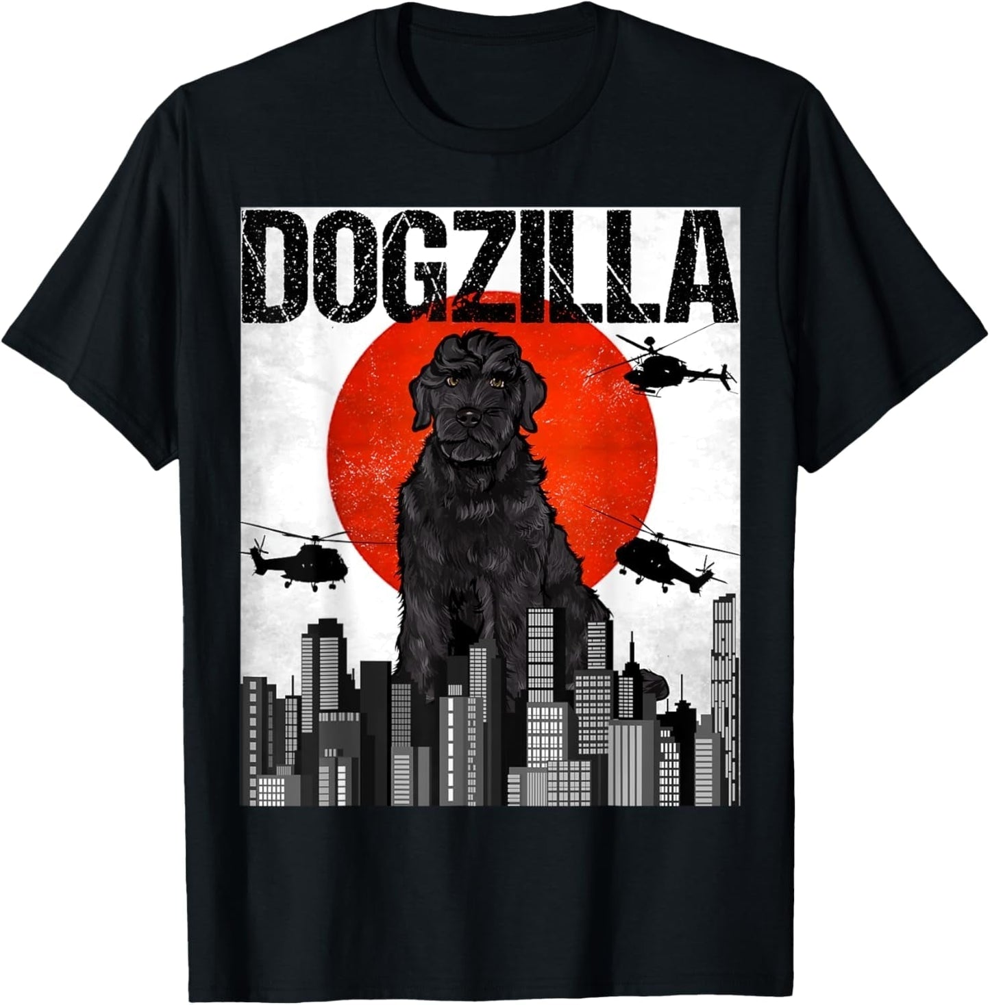 Funny Vintage Japanese Dogzilla Black Russian Terrier T-Shirt - WORLD TIME VISITS